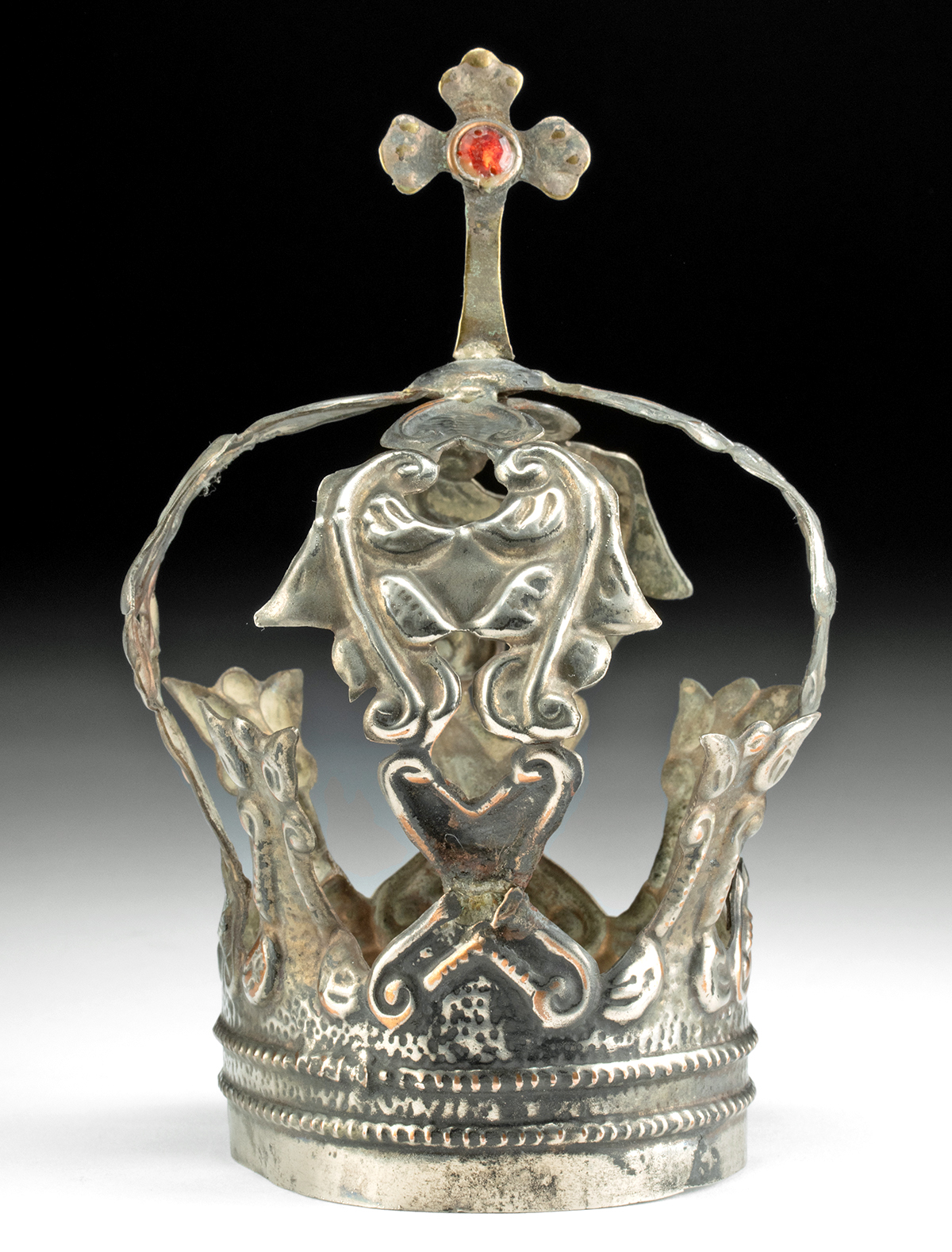 19th C. French Copper Santo Crown w/ Glass- Lot 138, Auction 12/22/2022
