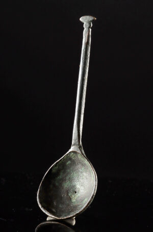 Lot 120a, Auction 3/19/2026: Post-Medieval European Leaded Brass Spoon w/ Hole