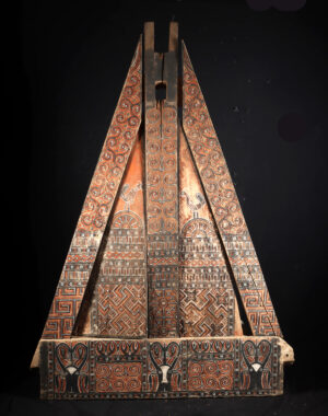 Lot 4a, Auction 3/19/2026: Toraja Painted Wood Rice Barn Gable Panel - Alang Para