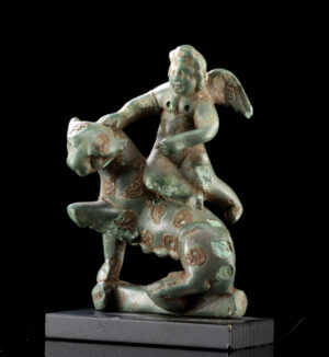 Roman Bronze Figure Cupid Riding Panther, ex-Christie's