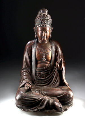 Lot 17a, Auction 3/19/2026: Huge Qing Wood Figure Bodhisattva Mahasthamaprapta