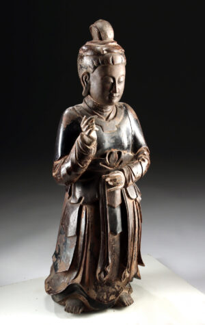 Lot 36, Auction 3/19/2026: 18th C. Chinese Qing Black Lacquer Taoist Deity