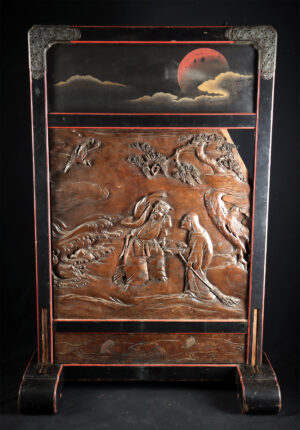 Lot 14a, Auction 3/19/2026: Japanese Meiji Era Gilt Wood Room Screen Takasago Scene