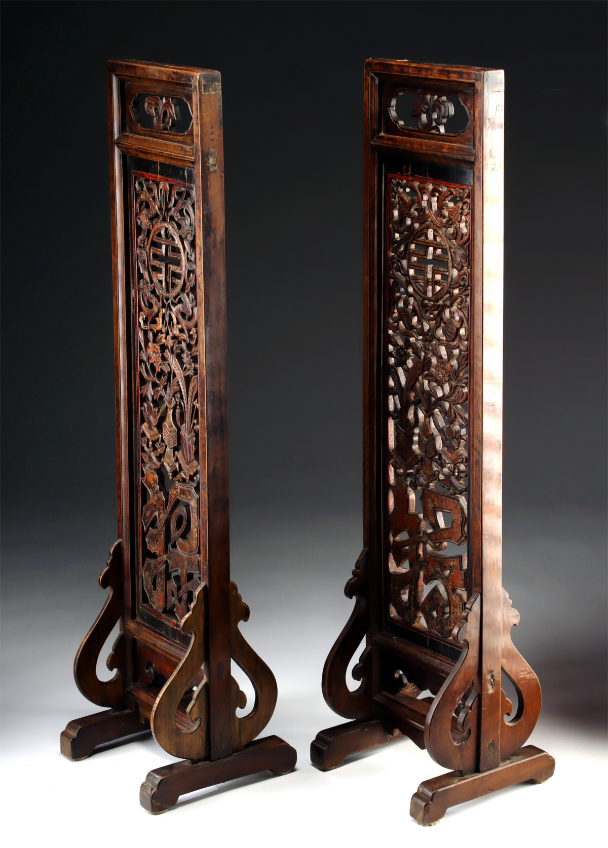 Lot 40, Auction 3/19/2026: Matching Pair 19th C. Chinese Wood Tabletop Screens - Image 3