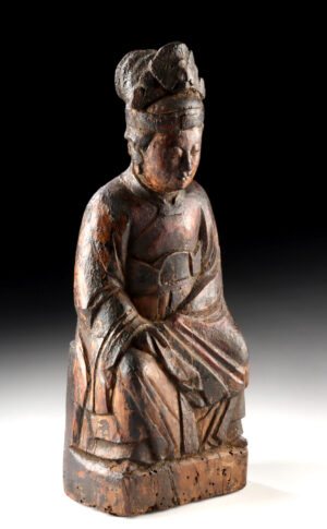 Lot 38, Auction 3/19/2026: 18th C. Chinese Wood Xiwangmu Queen Mother of the West