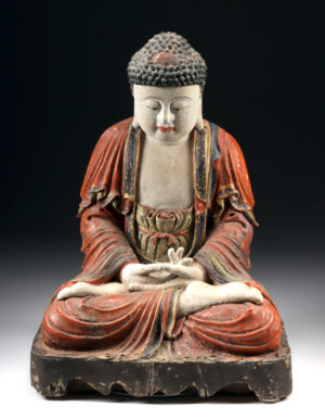 Monumental 16th C. Ming Dynasty Wood Shakyamuni Buddha