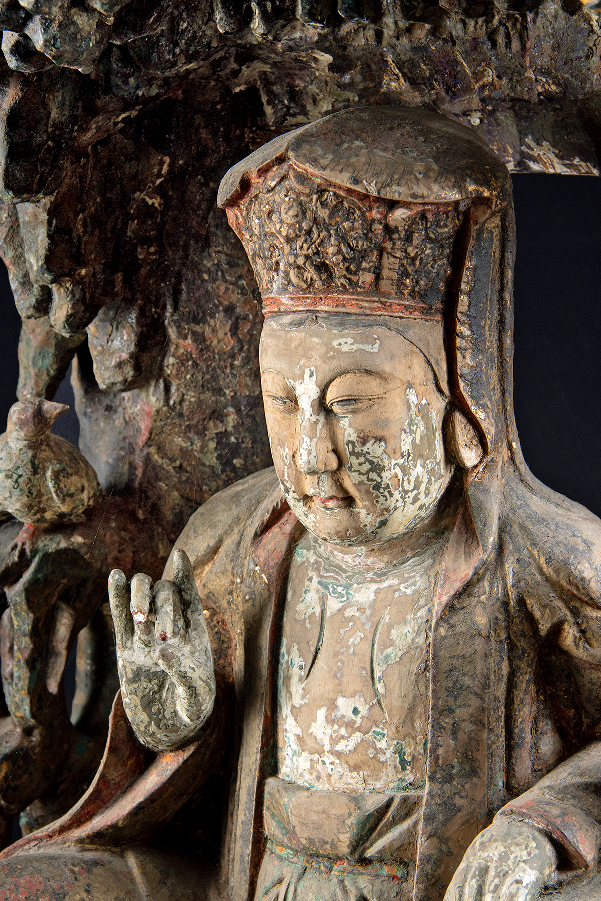 Huge 19th C. Chinese Wood Nanhai Guanyin in Grotto - Image 4