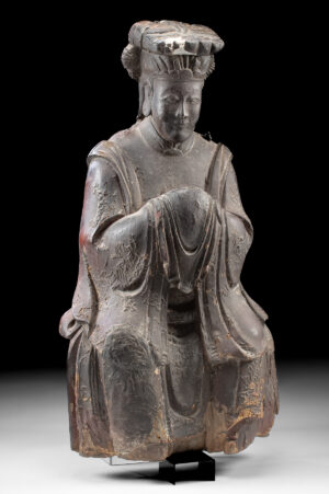 Lot 37, Auction 3/19/2026: Qing Lacquered Matsu Sculpture - Guardian of the Sea