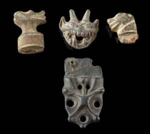 Lot 120b, Auction 3/19/2026: 3 Early Modern Gargoyle Heads + Medieval Strap End