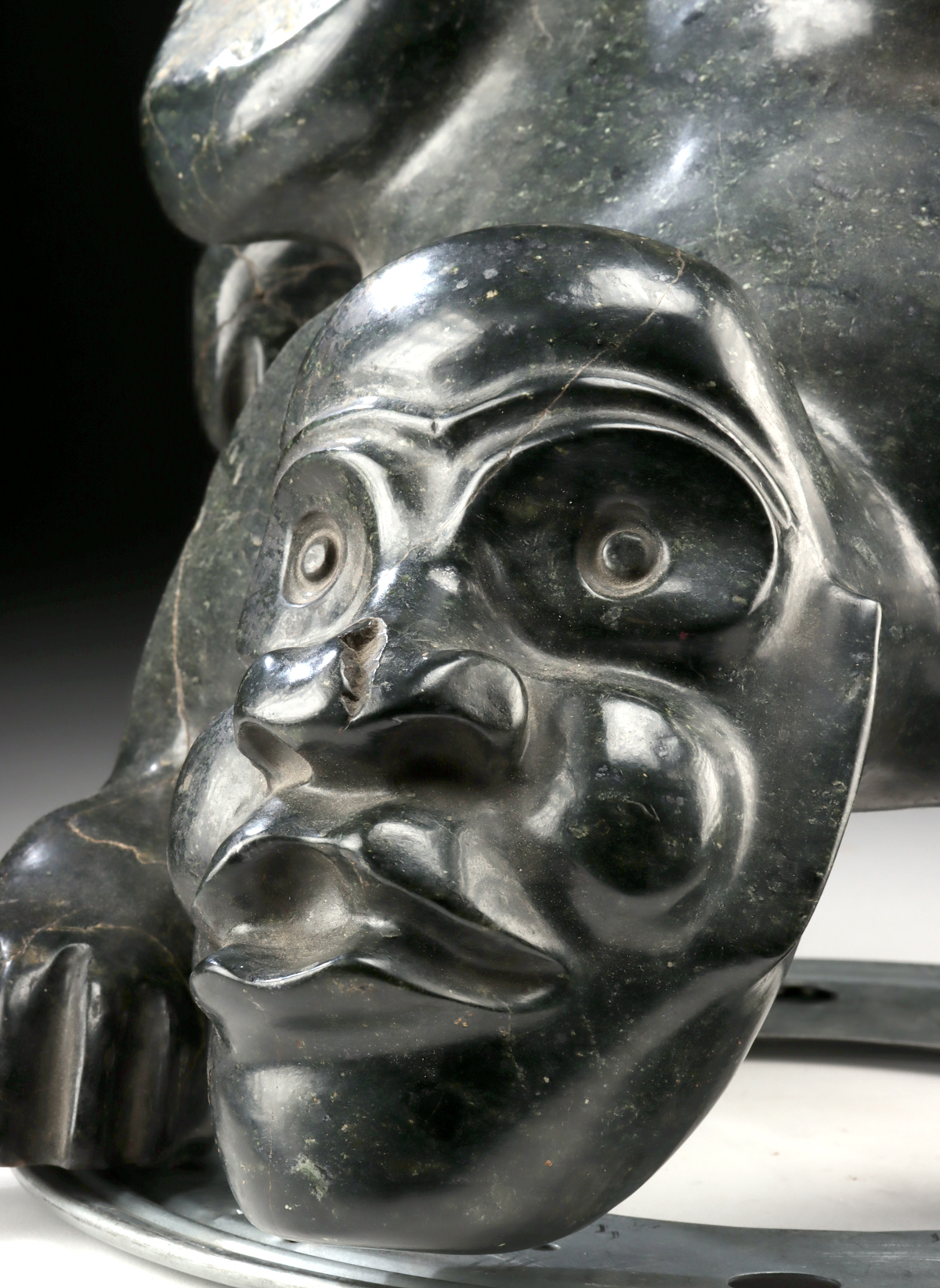 Large Inuit Soapstone Acrobat in Transformative Pose - Image 3