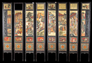 Lot 18, Auction 3/19/2026: 8 Panel Chinese Qing Era Wood & Painted Marble Screens