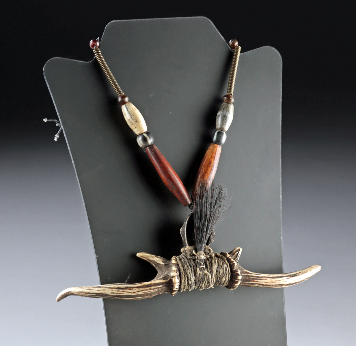 Lot 75a, Auction 3/19/2026: Naga Antler & Brass Trophy Head Pendant Necklace - Image 3