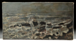 Lot 377, Auction 3/19/2026: Edith Kramer Painting - "Rocks & Sea at Night" (1951)