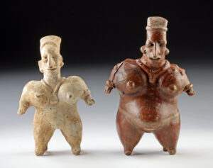 Lot 179a, Auction 3/19/2026: Two Jalisco Pottery Standing Nude Female Figures