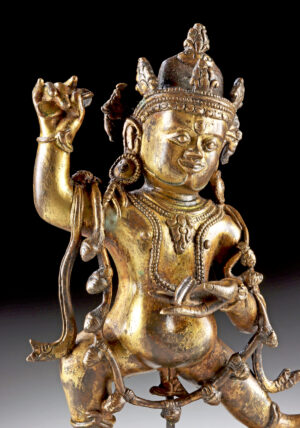 18th C. Tibetan Gilt Brass Vajrapani Figure