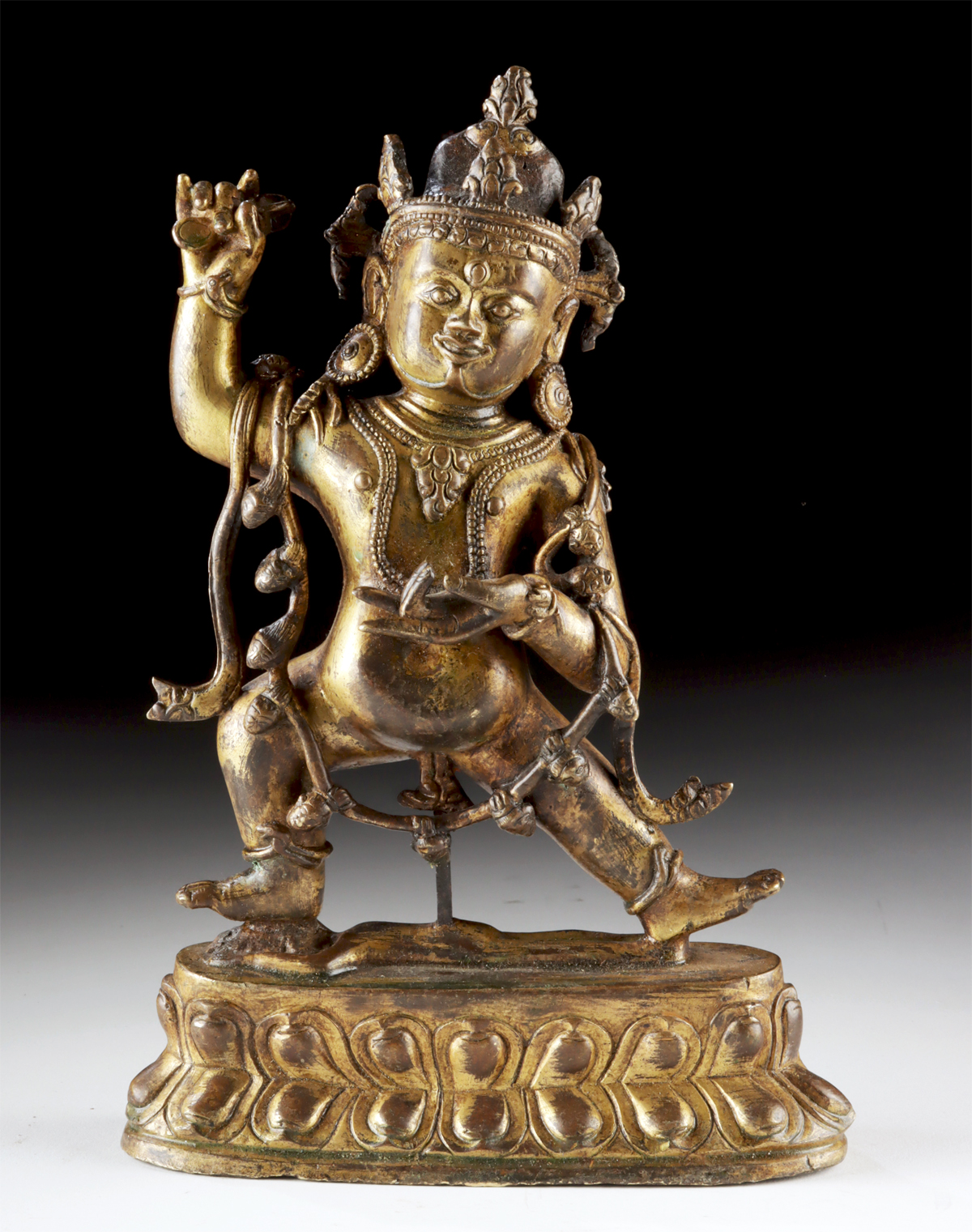 18th C. Tibetan Gilt Brass Vajrapani Figure - Image 3