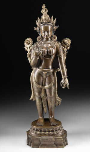 Lot 61, Auction 3/19/2026: Himalayan Brass Standing White Tara Goddess Statue