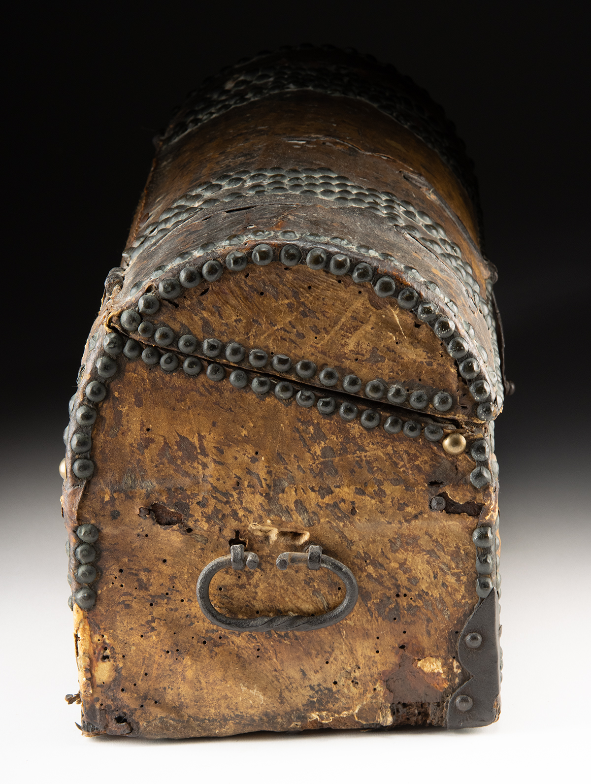 Lot 334, Auction 3/19/2026: Rare 17th C. European Hide & Painted Heraldic Chest - Image 10