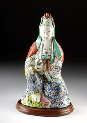 Lot 41a, Auction 3/19/2026: Chinese Qing Guanyin Famille Rose Porcelain Statue
