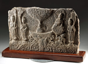 Lot 16, Auction 3/19/2026: Chinese Ming Stone Panel w/ Buddhist Figural Scene