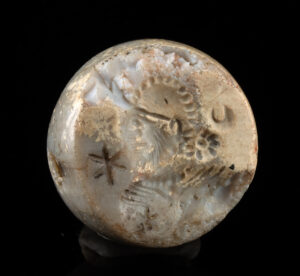 Lot 82, Auction 3/19/2026: Sasanian Stone Amulet with Possible King Portrait
