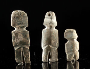 Lot 159, Auction 3/19/2026: Three Guerrero Mezcala Pendant Sized Stone Axe Gods