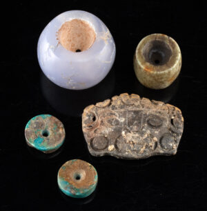 Lot 220, Auction 3/19/2026: Pre Columbian Chrysocolla & Chalcedony Beads