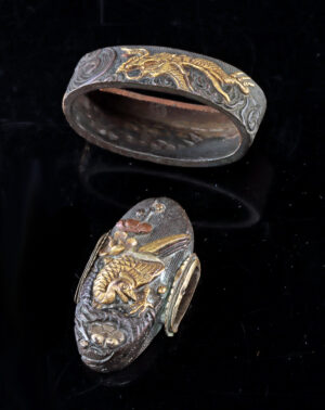 Lot 14e, Auction 3/19/2026: Japanese 19th C. Gilt Copper Sword Fuchi & Kashira