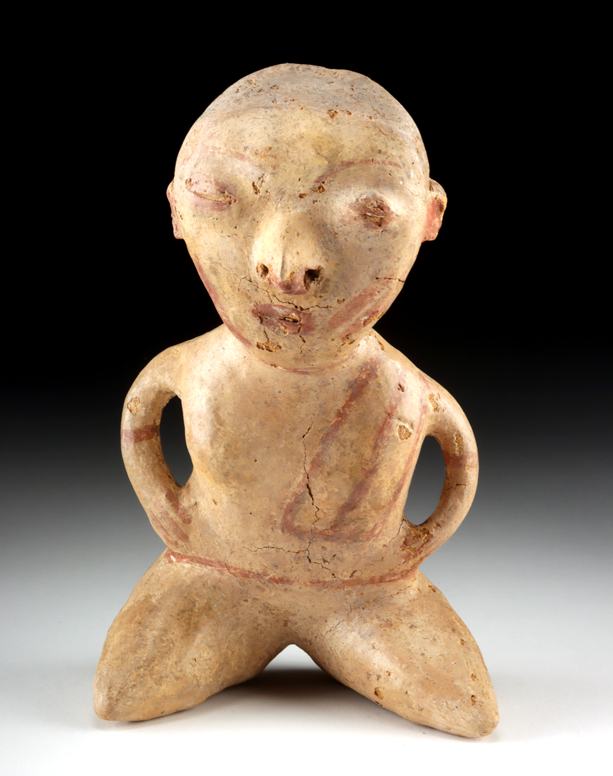 Lot 175, Auction 3/19/2026: Nayarit Chinesco Pottery Seated Female Figure