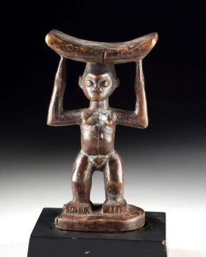 Lot 288, Auction 3/19/2026: African Luba Wood Caryatid Woman Votive Headrest