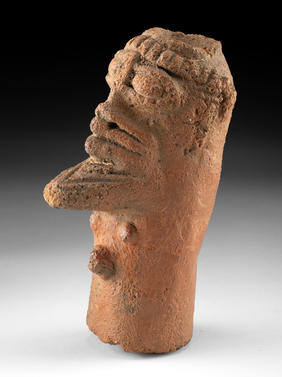 Lot 281, Auction 3/19/2026: 14th C. Ghana Koma Terracotta Head - Long Pointed Beard