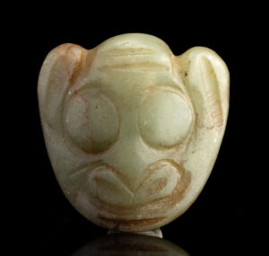 Lot 21, Auction 3/19/2026: Neolithic Hongshan Jade Zoomorphic Face Pendant