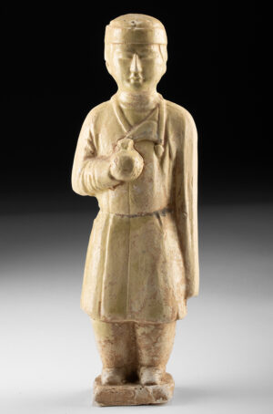 Lot 31, Auction 3/19/2026: Chinese Sui Straw-Glazed Pottery Attendant Figure