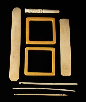 Lot 317, Auction 3/19/2026: Bakelite Bangles, Ivory Pipe Stem & Bone Crochet Hooks