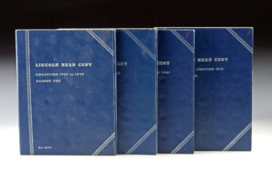 Lot 322, Auction 3/19/2026: Four Lincoln Head Cent Pennies 1909-1961 Coin Albums