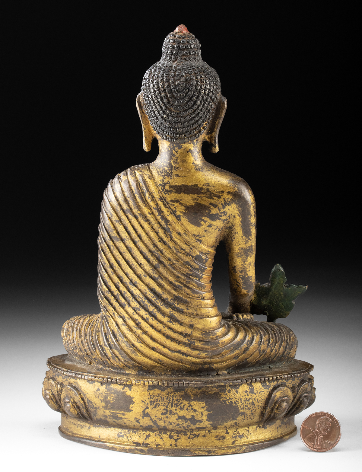 Lot 67, Auction 3/19/2026: Tibetan Brass Medicine Buddha, Holding Healing Plant - Image 4