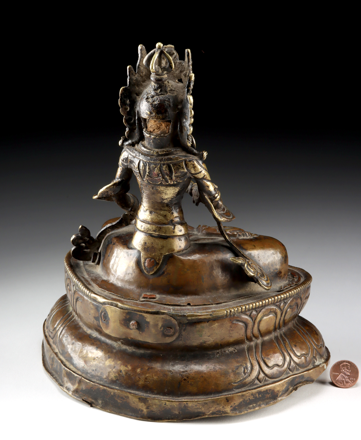 Lot 60, Auction 3/19/2026: Tibetan Vajrasattva Brass Statue, Heavy Ritual Use! - Image 4