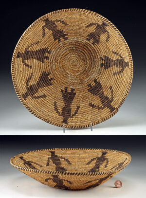 Lot 263, Auction 3/19/2026: Pima / Papago Coiled Pictorial Basket Bowl with Figures