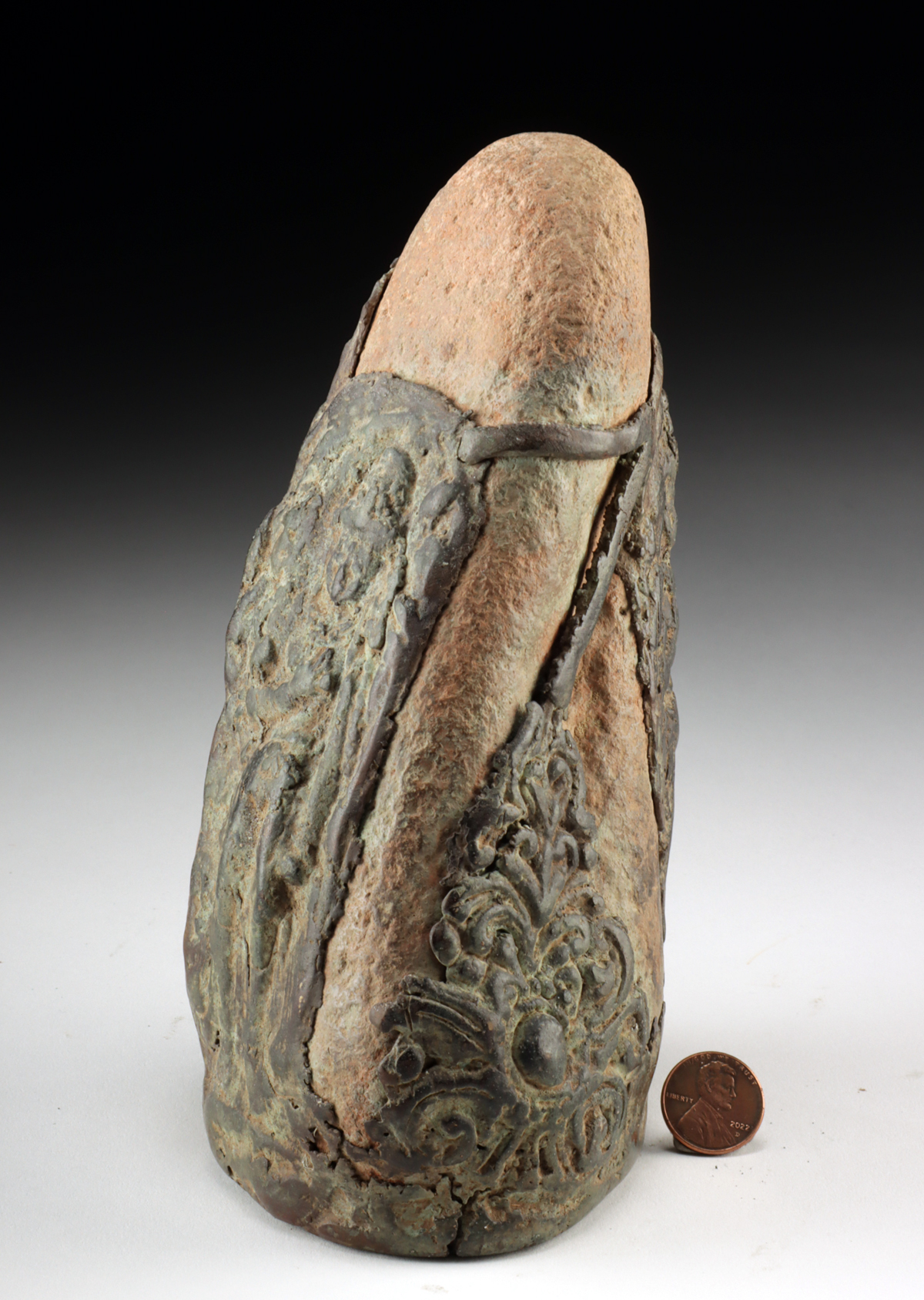 Lot 75, Auction 3/19/2026: Rare Indian Stone Overlaid with Brass Deity Panels - Image 4