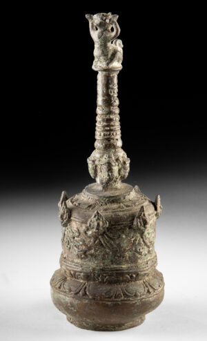 Lot 11, Auction 3/19/2026: Sumatran Kerinchi Brass Ghanta Bell w/ Singa Finial