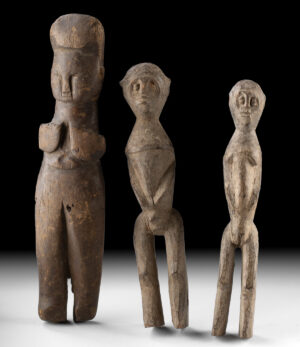 Lot 294, Auction 3/19/2026: Three Lobi Wood Bateba Shrine Figures - Burkina Faso