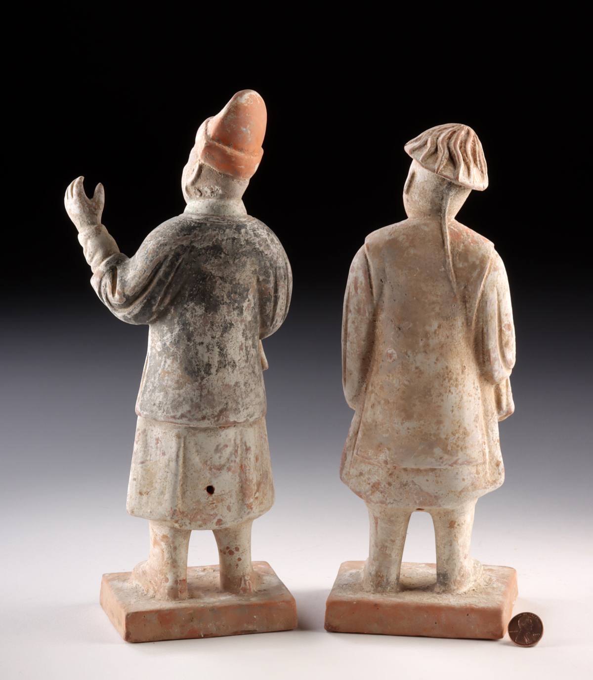 Lot 33, Auction 3/19/2026: Two Chinese Ming Dynasty Pottery Attendant Figures - Image 4