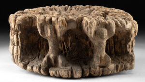 Lot 287, Auction 3/19/2026: African Carved Wood Pedestal with Atlas Support Figures