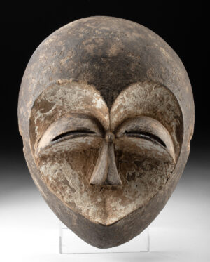Lot 291, Auction 3/19/2026: Central African Kwele Wood & Kaolin Painted Mask