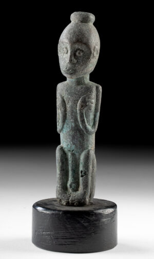 Lot 299, Auction 3/19/2026: Dogon Brass Nude Seated Male Figure - Erect Phallus