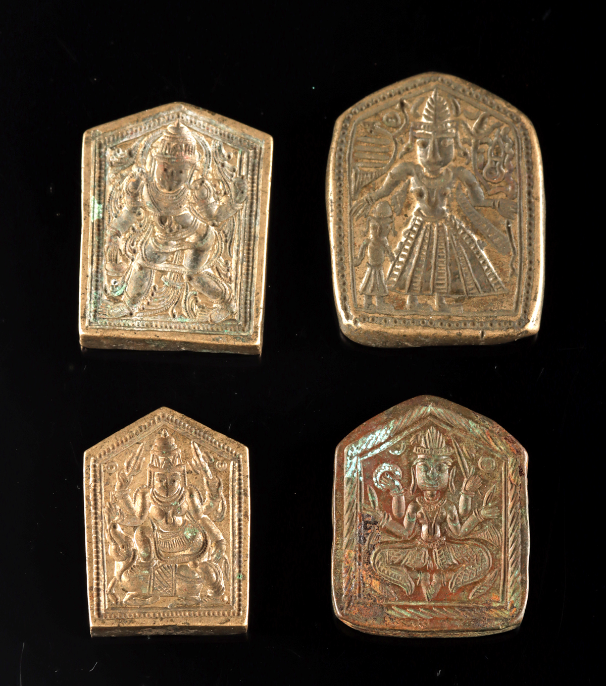 Lot 74, Auction 3/19/2026: Four Indian Hindu Jewelry Pendant Molds of Deities
