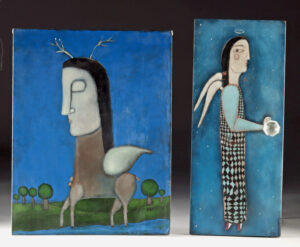 Lot 331, Auction 3/19/2026: Two Rose Walton Paintings - Angel & Winged Deer (2000)