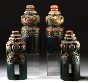 Lot 39a, Auction 3/19/2026: 4 Chinese Polychrome Wooden Architectural Posts