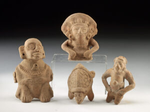 Lot 188, Auction 3/19/2026: Three Maya Ocarinas - Figure, Xipe Totec, & Turtle