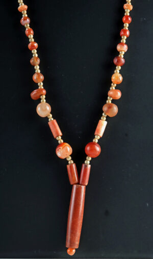 Lot 111, Auction 3/19/2026: Wearable Ancient Carnelian & Agate Beaded Necklace